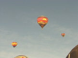 Hot air balloons flying