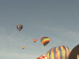 Hot air balloons flying