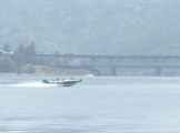 Speed boat on lake