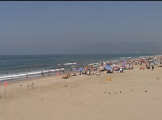 Crowd at Santa Monica beach