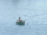 fishing on boat in lake Tahoe