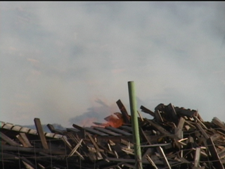 Fire Fighter fighting warehouse fire