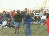 Television news interview at balloon race