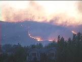 huge brush fire on hill